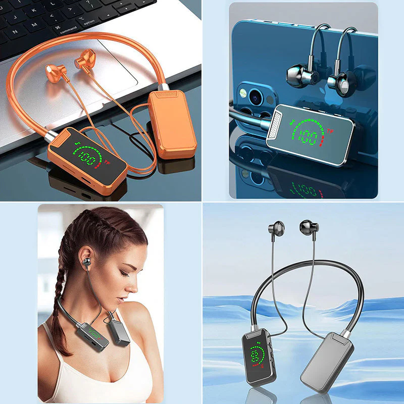 Neckband Digital Display Bluetooth Headset - Image 9