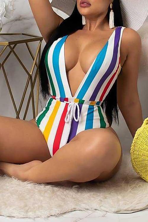 New Striped Open Back Strappy Swimsuit.AQ - Image 2