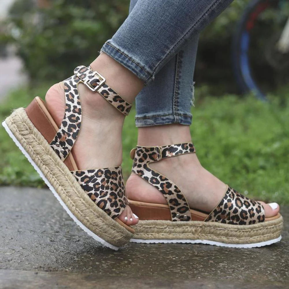 Platform Peep Toe Wedged Sandals - Image 5