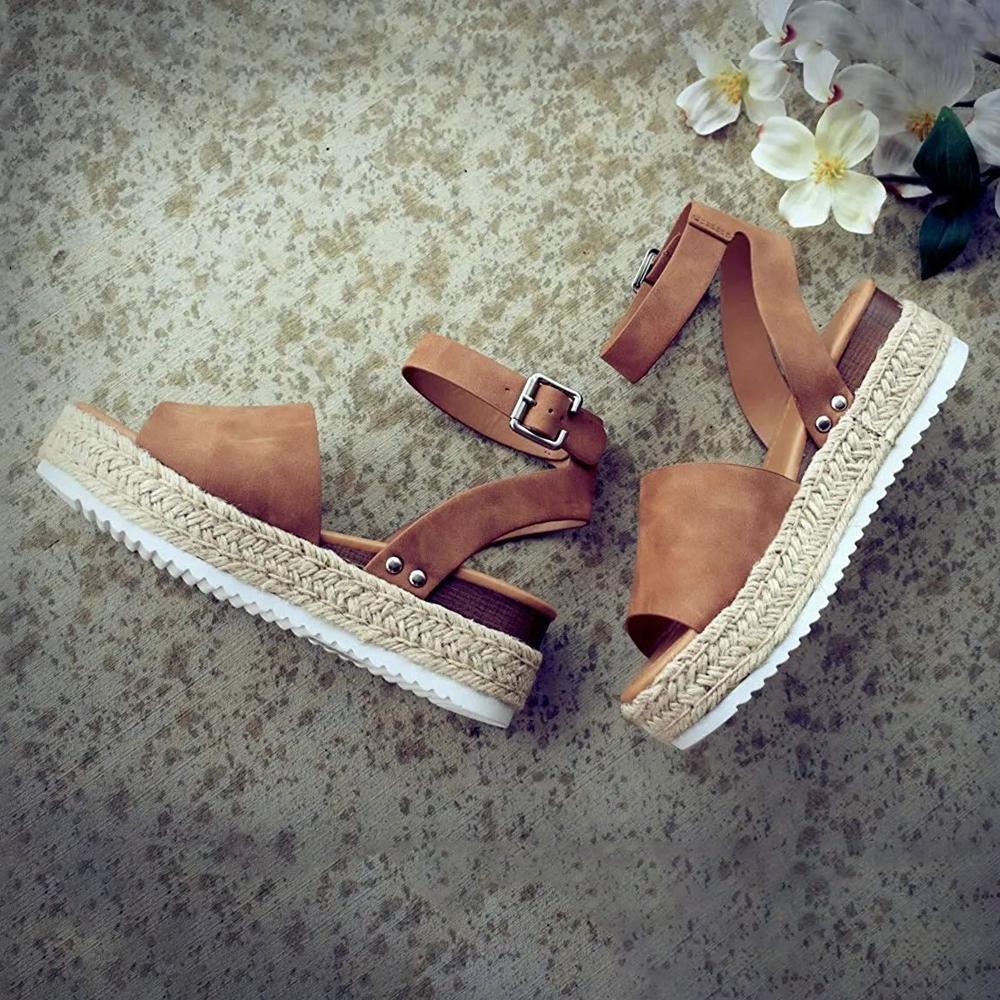 Platform Peep Toe Wedged Sandals - Image 8