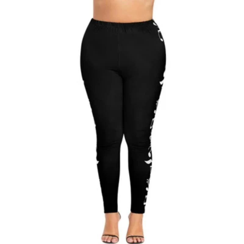 Plus Size High Waist Legging Music Note Print Sport Pants - Image 4