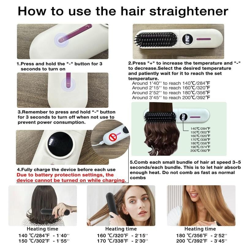 Portable Cordless Straightener Brush - Image 11
