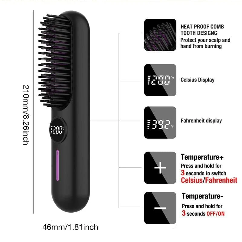 Portable Cordless Straightener Brush - Image 13