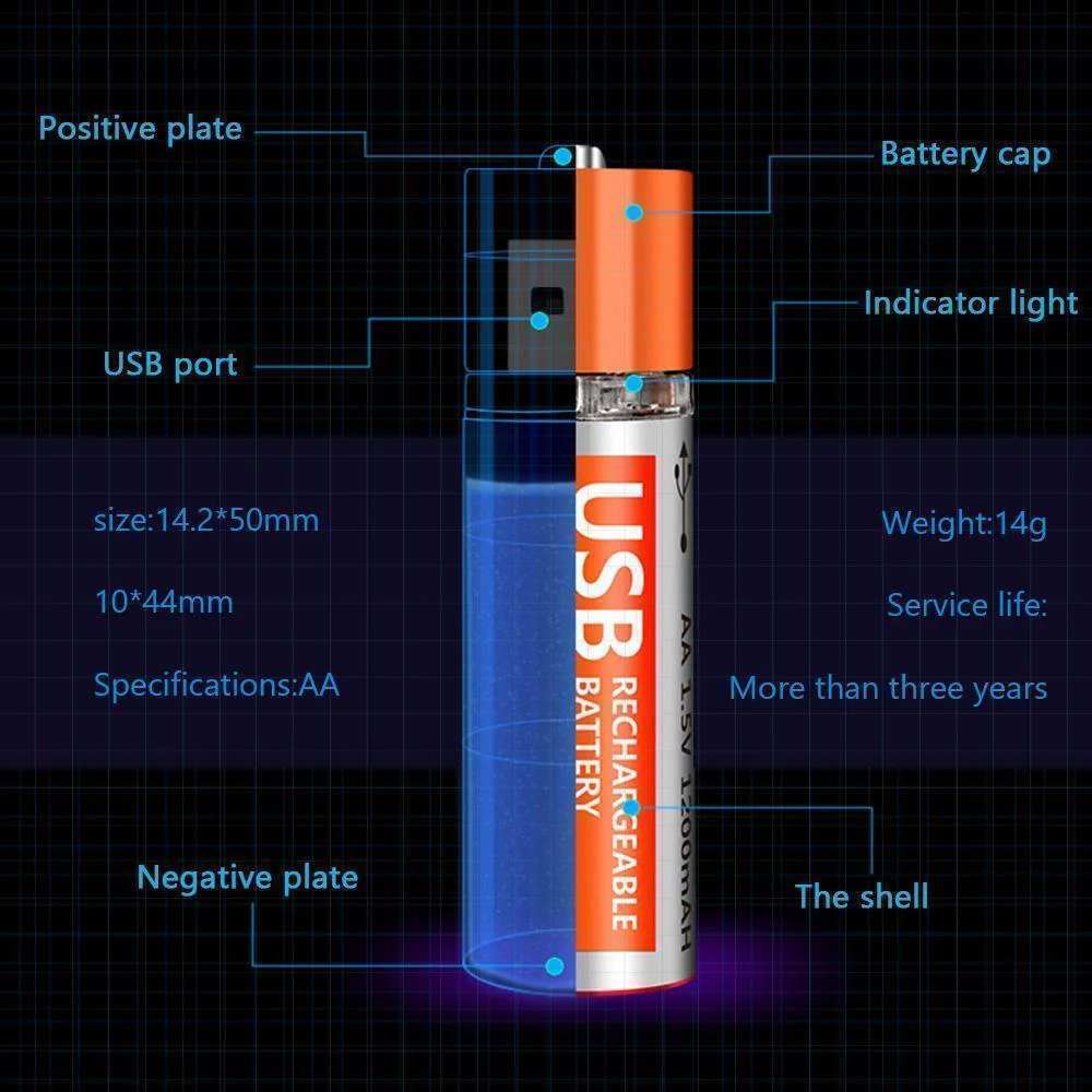 Rechargeable Batteries Usb Port Lithium - Image 3