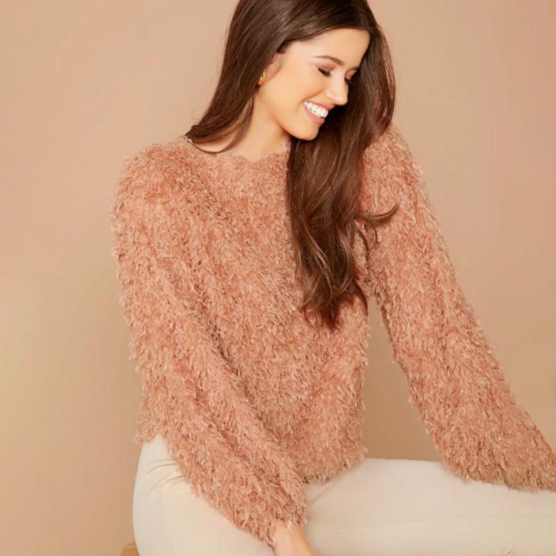 Round Neck Fluffy Pullover - Image 2