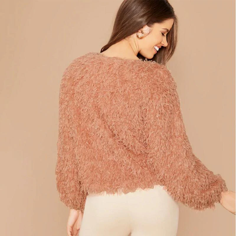 Round Neck Fluffy Pullover - Image 3