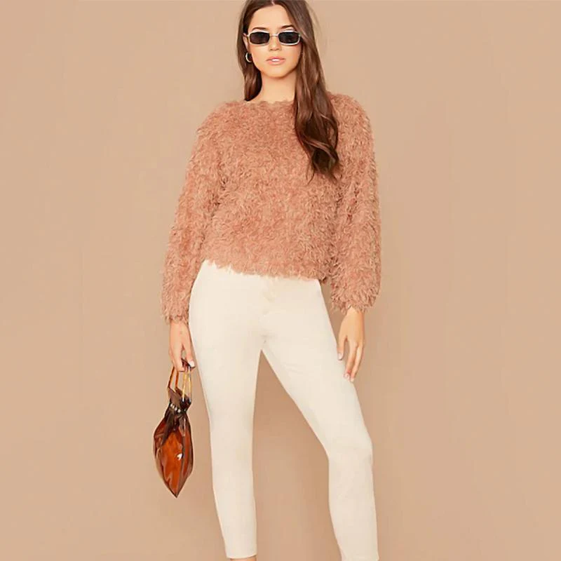 Round Neck Fluffy Pullover - Image 4