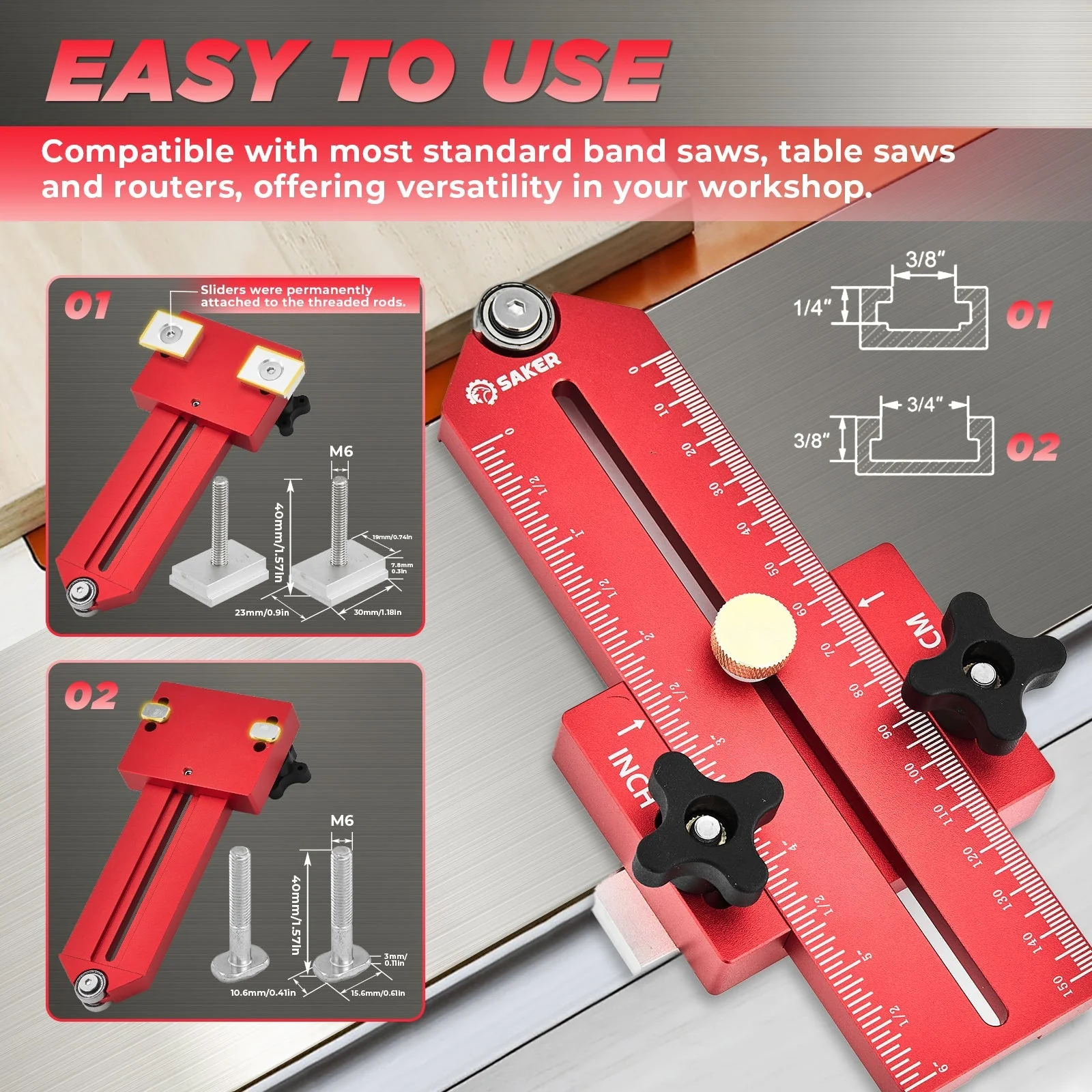 SAKER® Thin Rip Jig Table Saw Jig Guide - Image 4