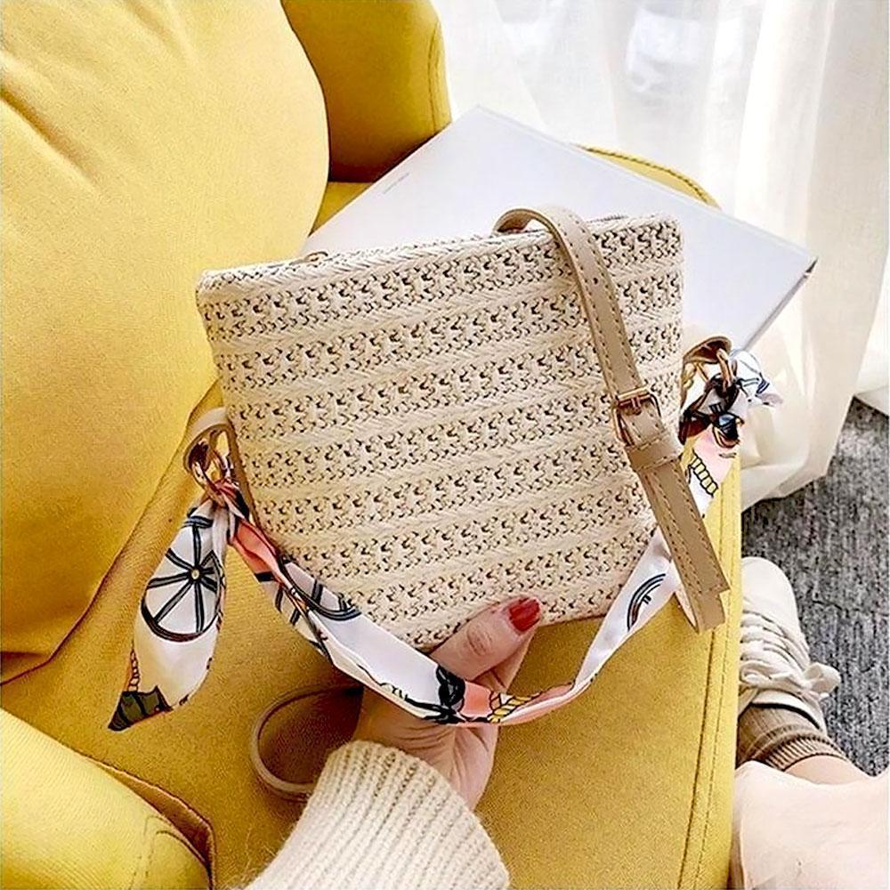 Scarf Daily Rattan Bag Shoulder Bag - Image 2