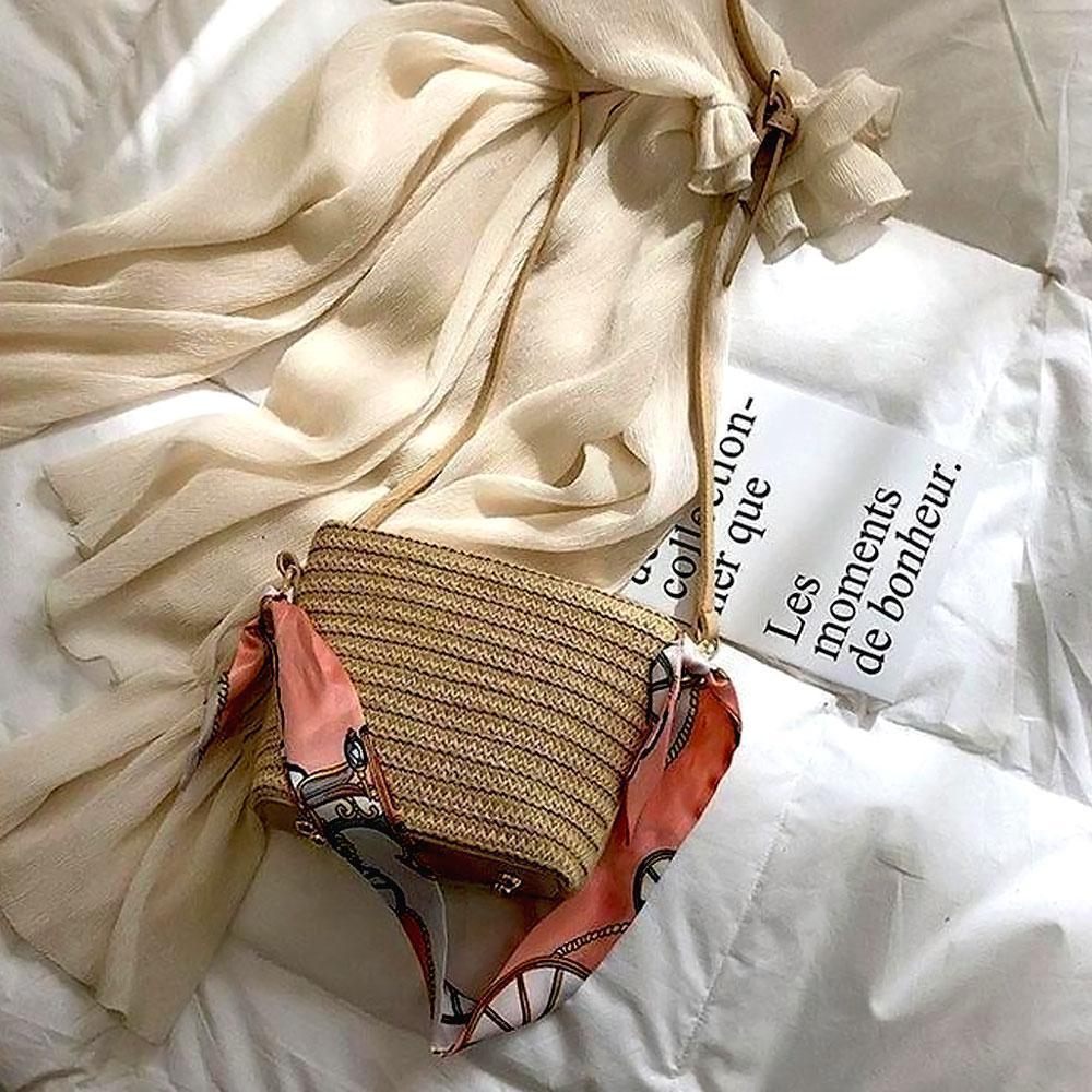 Scarf Daily Rattan Bag Shoulder Bag - Image 3