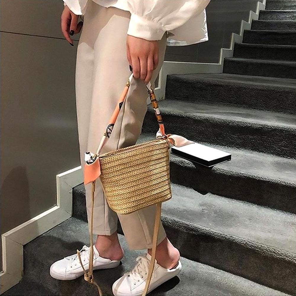 Scarf Daily Rattan Bag Shoulder Bag - Image 5