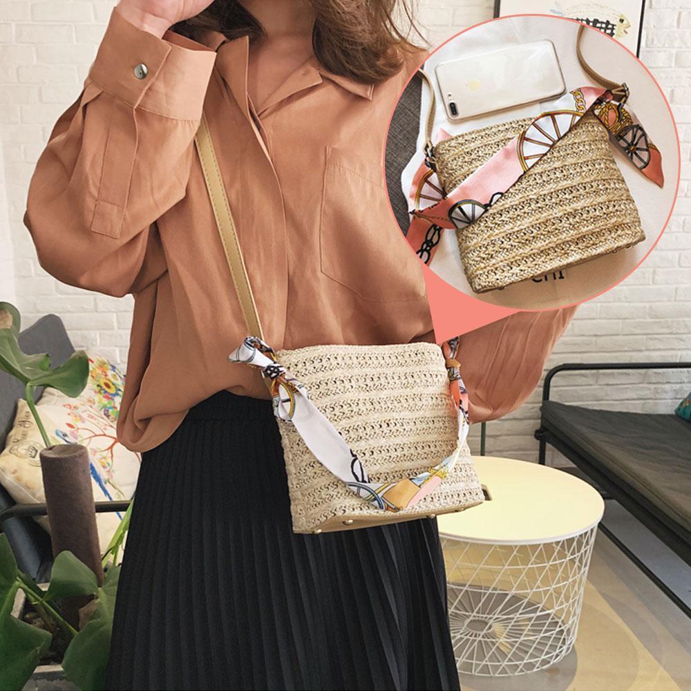 Scarf Daily Rattan Bag Shoulder Bag - Image 6