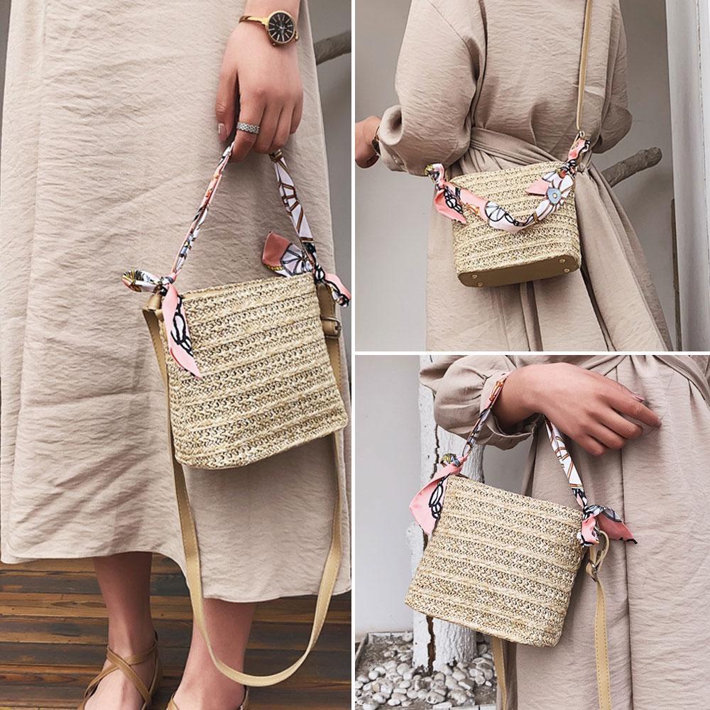 Scarf Daily Rattan Bag Shoulder Bag - Image 7
