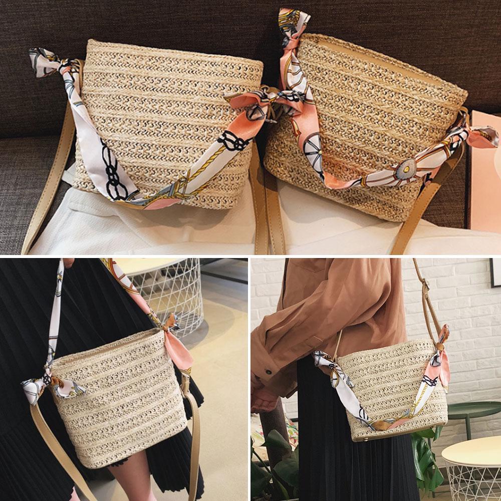 Scarf Daily Rattan Bag Shoulder Bag - Image 8