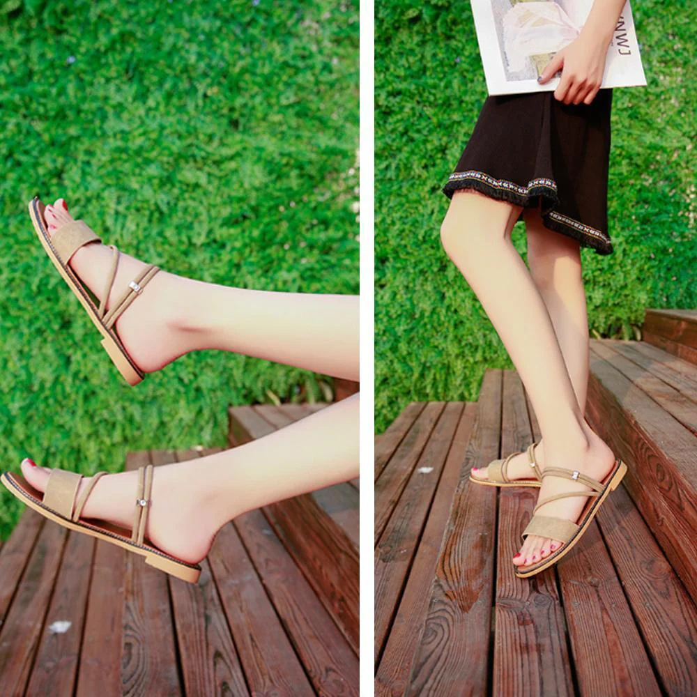 Seaside Flat Bottom Sandals Flower Elastic Sandals - Image 11