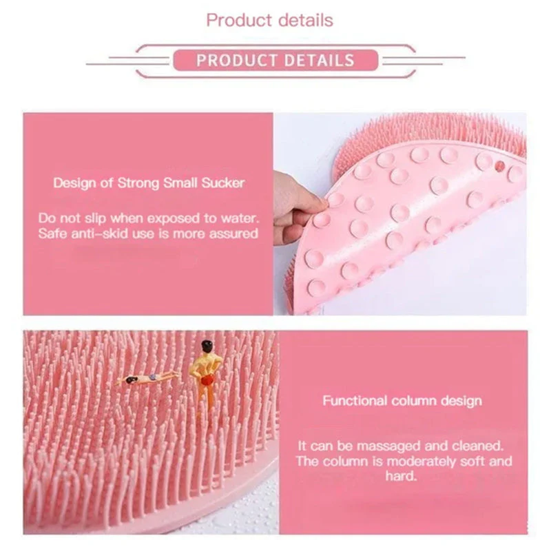 Shower Foot & Back Scrubber, Anti-Skid Bathroom Silicone Massage Pad - Image 4