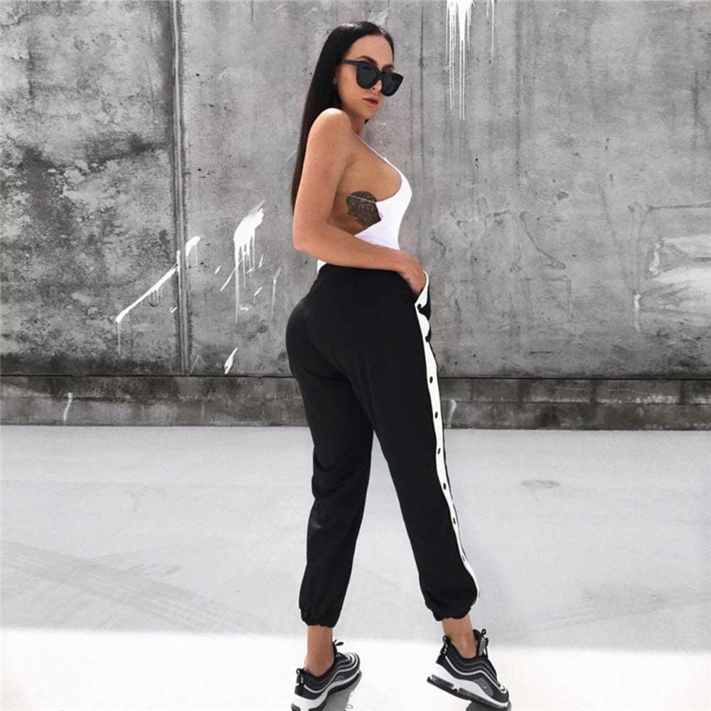 Side Snap Stripe Stitching Trousers - Image 6