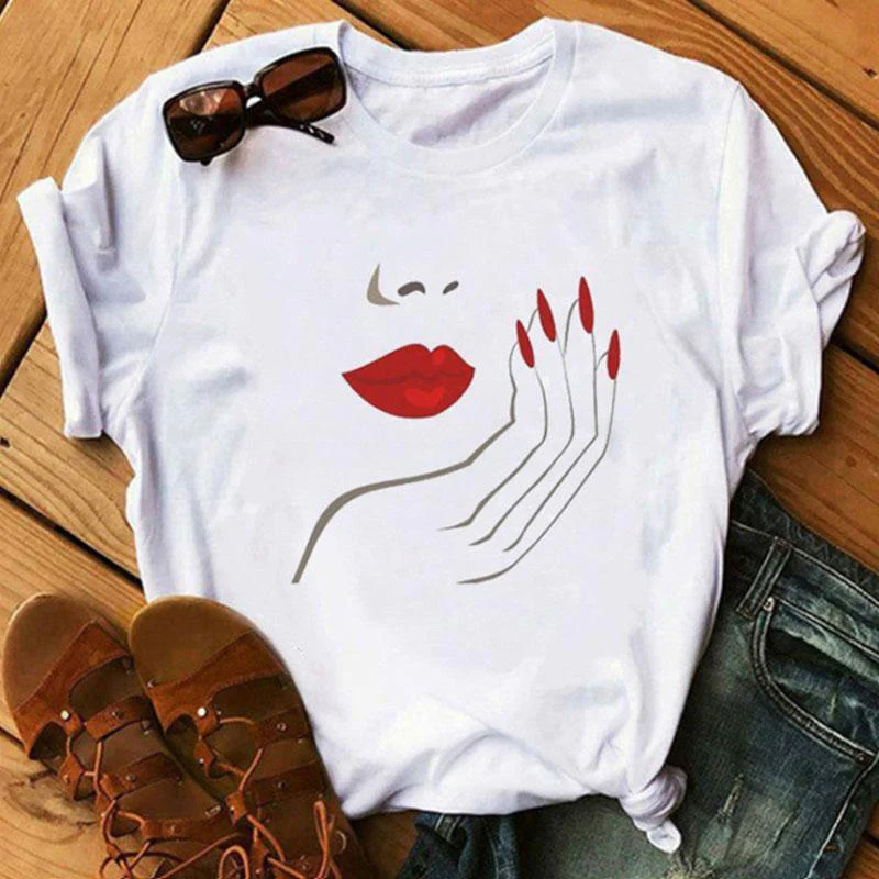 Simple Printed White T-shirt - Image 8