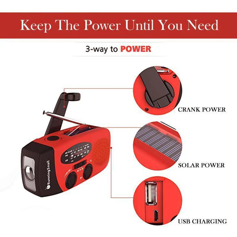 Solar Hand-cranked Radio with LED Flashlight - Image 5