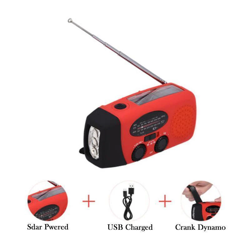 Solar Hand-cranked Radio with LED Flashlight - Image 6