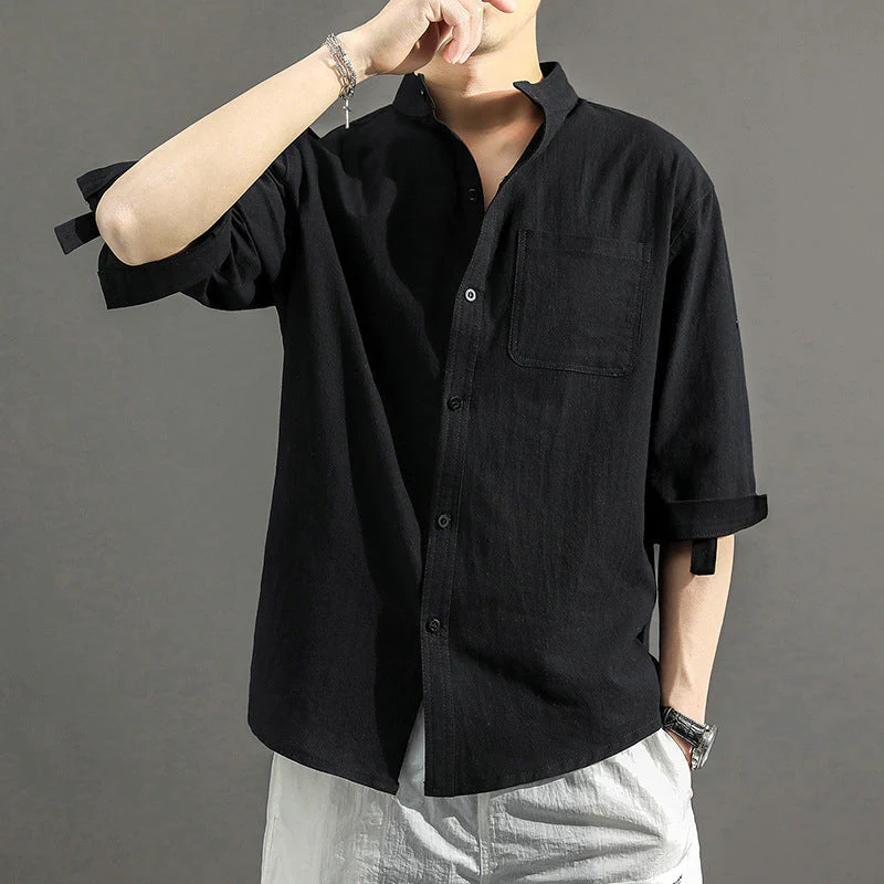 Solid Color Loose Casual Men's Shirt - Image 10