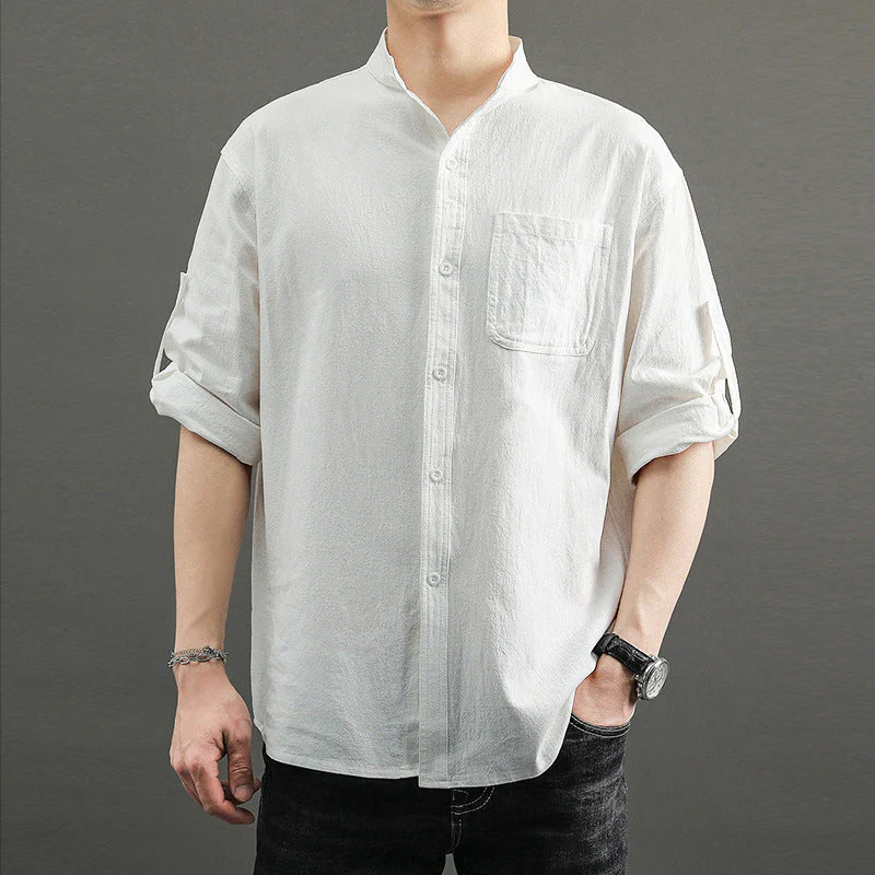 Solid Color Loose Casual Men's Shirt - Image 12