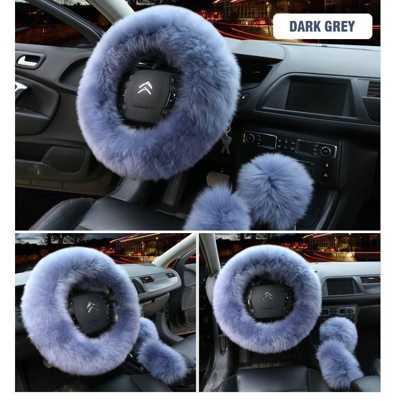Solid Colour Warm Fluffy Wool Car Set - Image 10