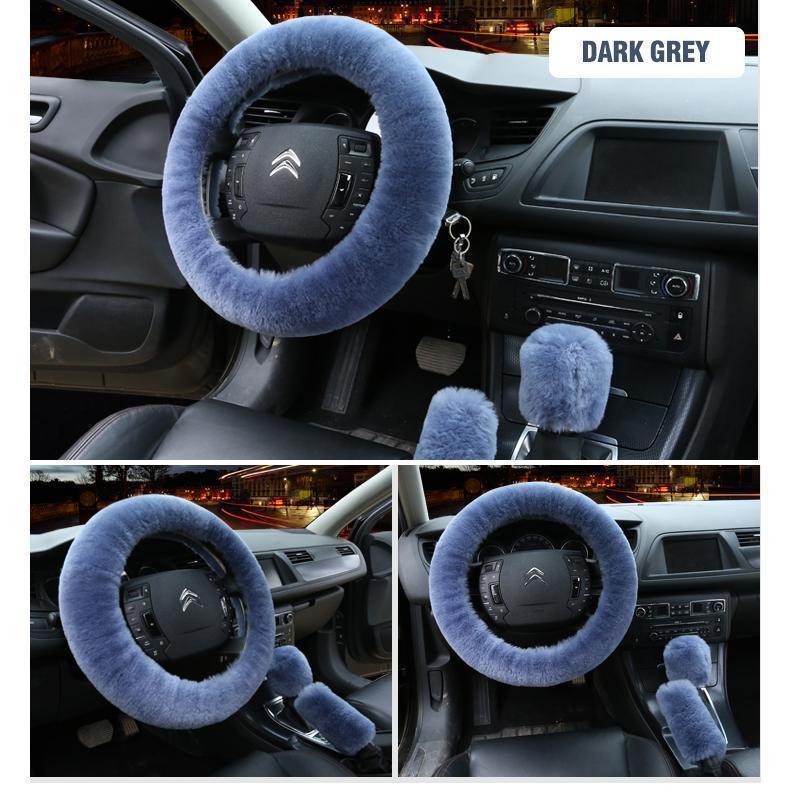 Solid Colour Warm Fluffy Wool Car Set - Image 11
