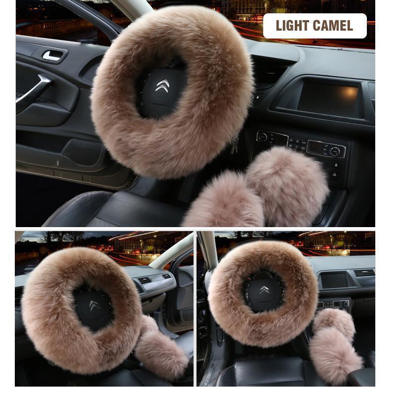 Solid Colour Warm Fluffy Wool Car Set - Image 12