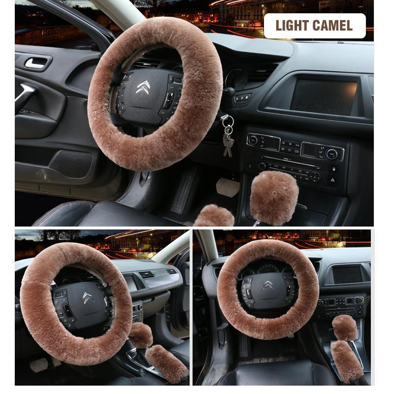 Solid Colour Warm Fluffy Wool Car Set - Image 13