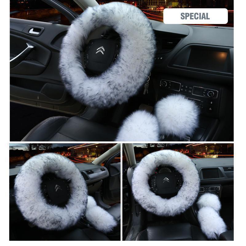 Solid Colour Warm Fluffy Wool Car Set - Image 14