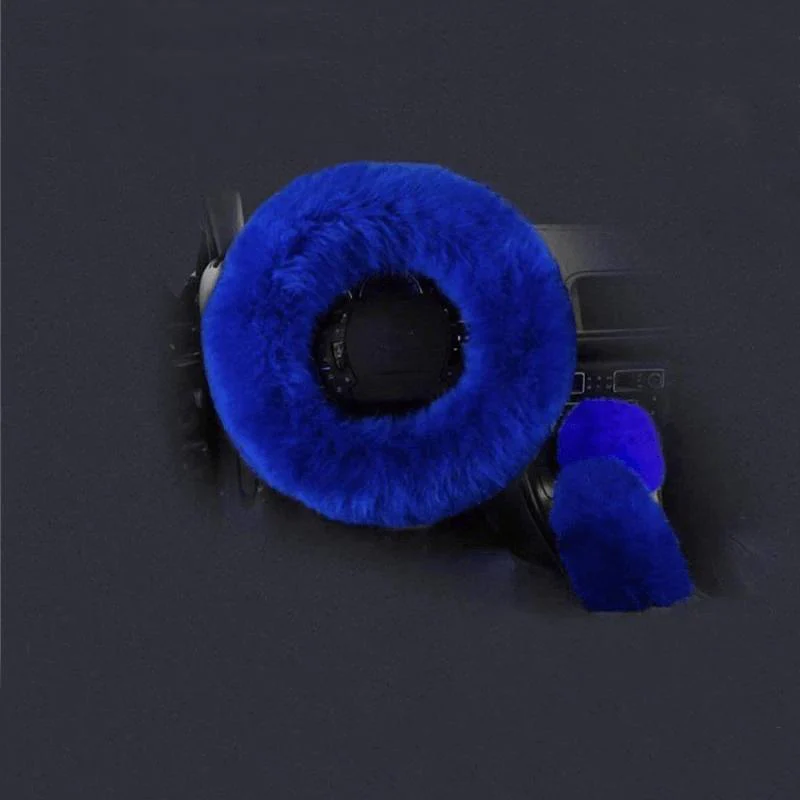 Solid Colour Warm Fluffy Wool Car Set - Image 2
