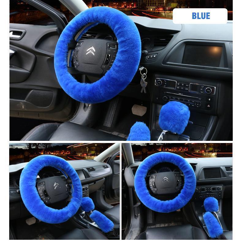 Solid Colour Warm Fluffy Wool Car Set - Image 3