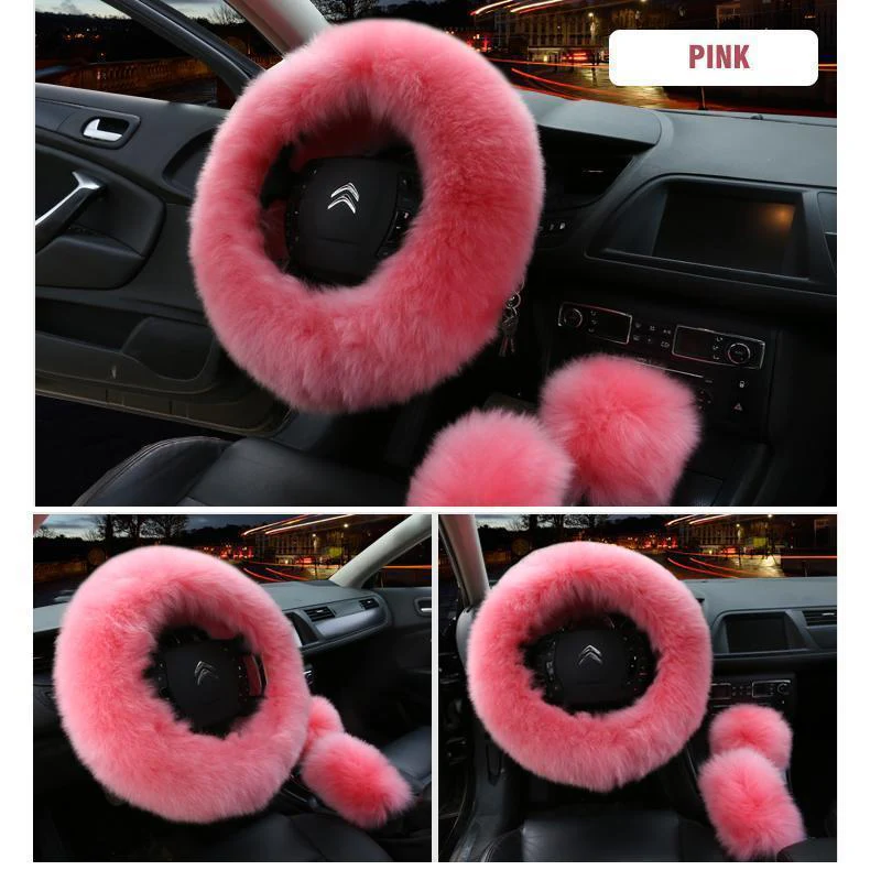 Solid Colour Warm Fluffy Wool Car Set - Image 6
