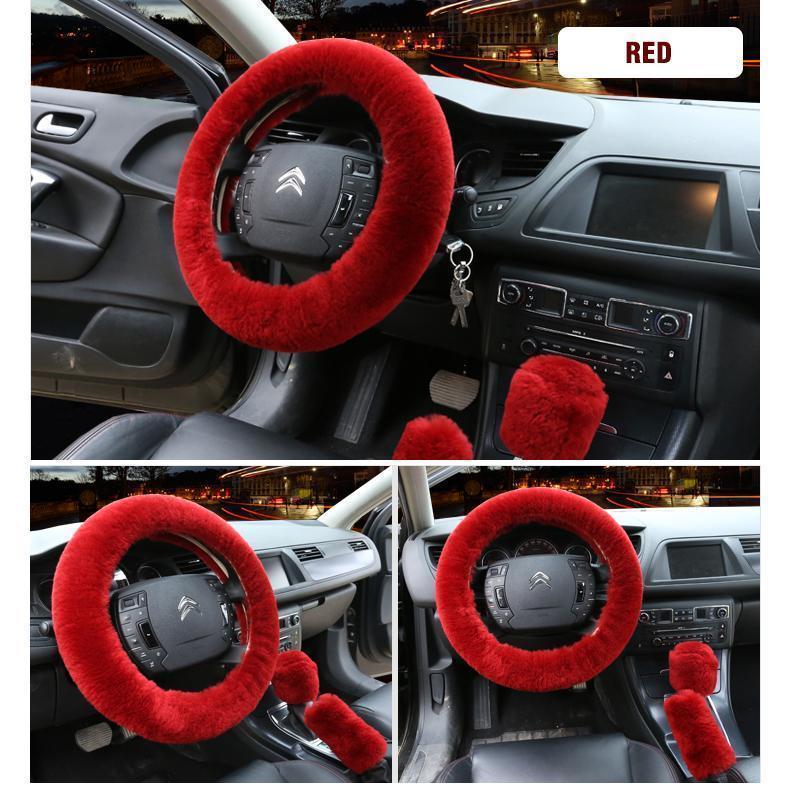 Solid Colour Warm Fluffy Wool Car Set - Image 9