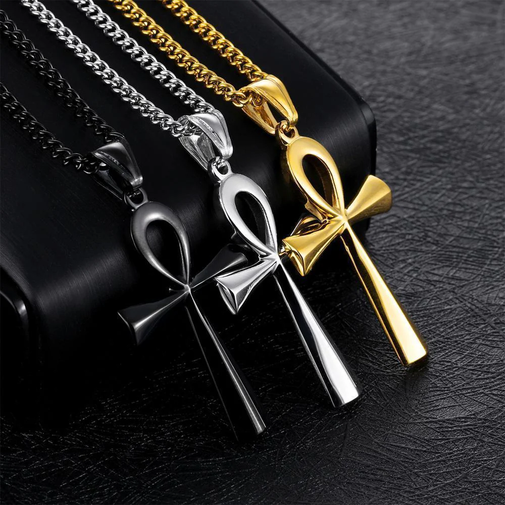 Stainless steel ancient Egyptian Cross men's Necklace - Image 3