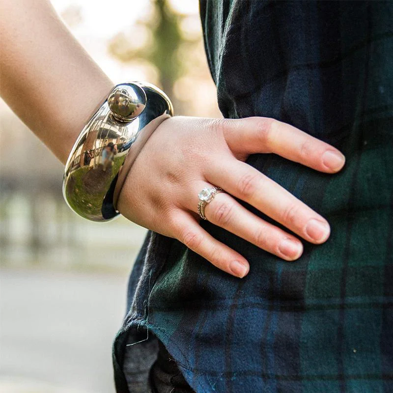 Stainless Steel Bangle Bracelet Flask for Women - Image 8