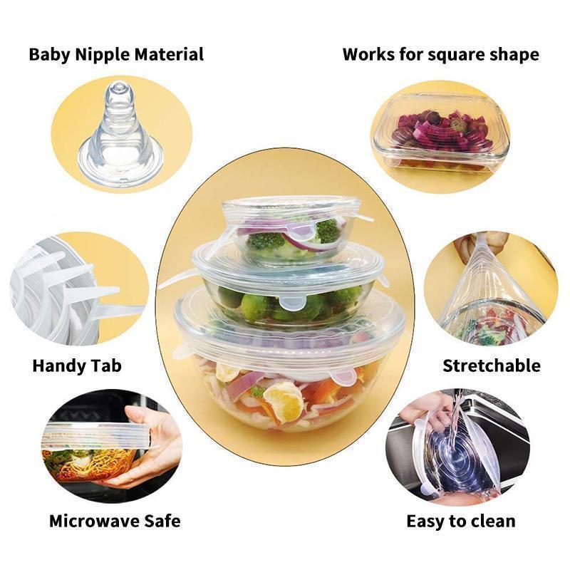 Stretchable food silicone lid, 6 pieces - Image 3
