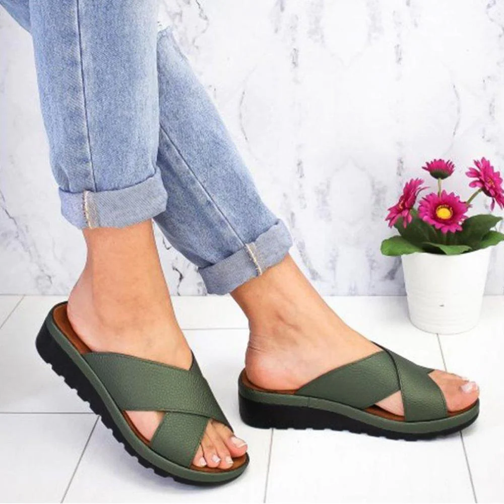 Summer Comfy Plain Peep Toe Casual Slippers - Image 2