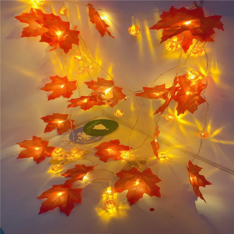 Thanksgiving Décor Fall Maple Leaf String Lights - Image 2