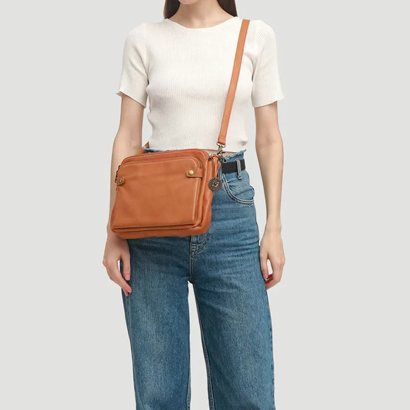 Three-Layer Leather Crossbody Shoulder & Clutch Bag - Image 7