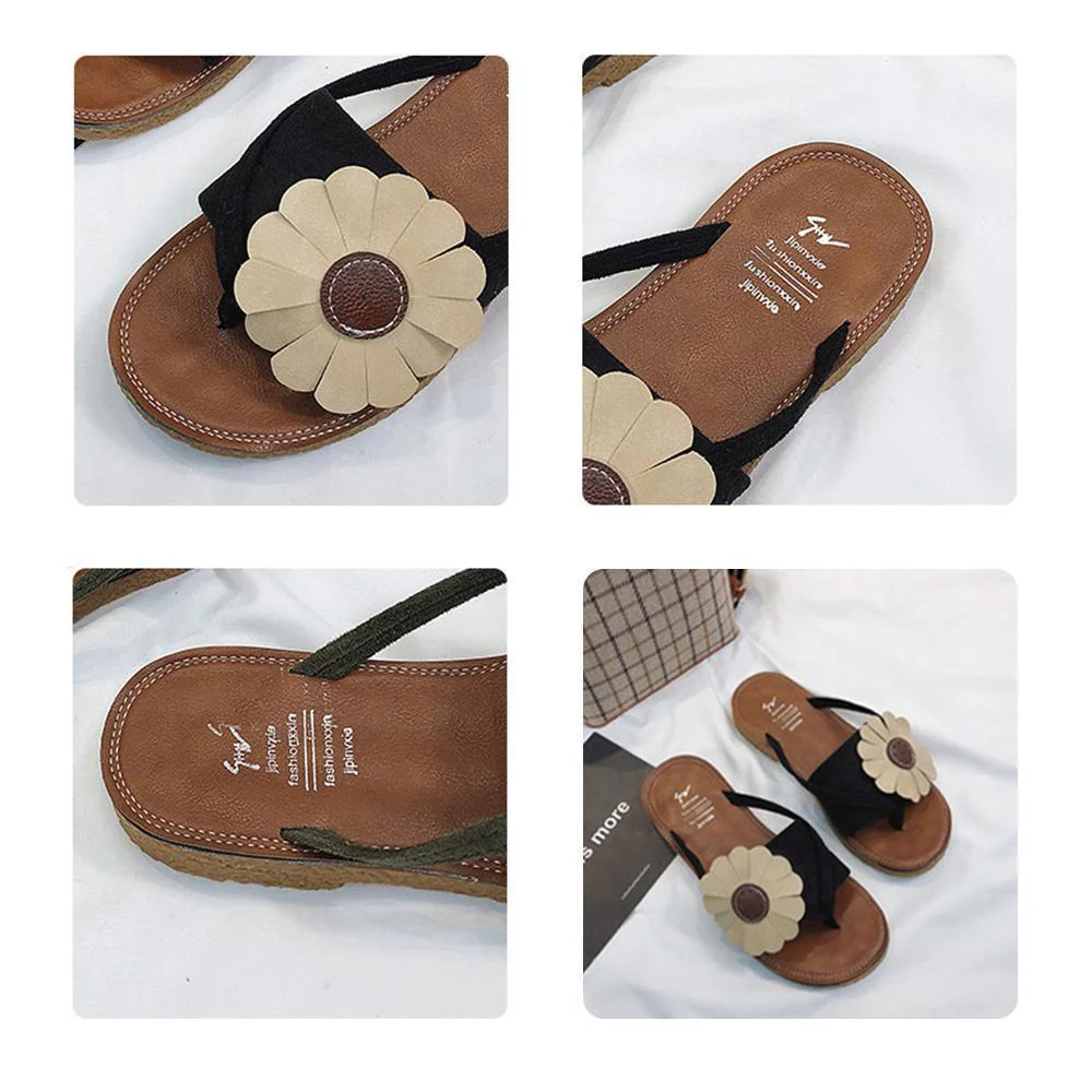 Toe Post Flower Design Flat Sandals - Image 7