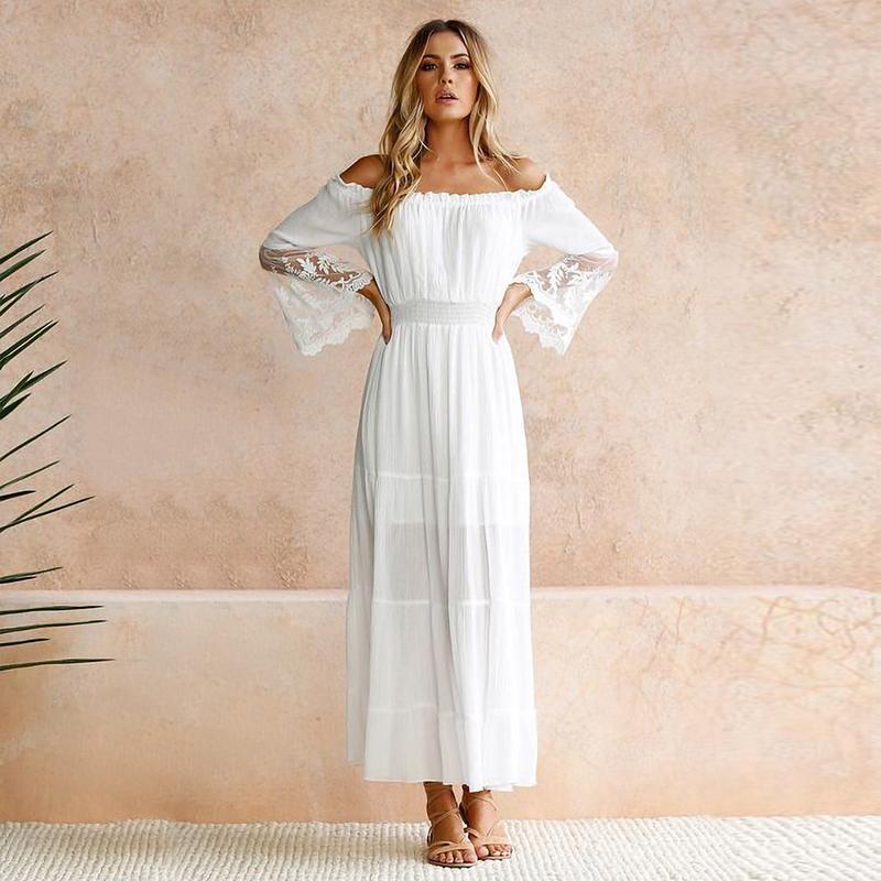 Tulle Off Shoulder Frilled Vacation Dress - Image 2