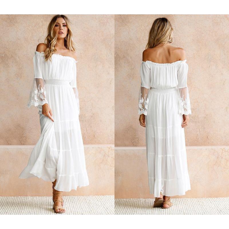 Tulle Off Shoulder Frilled Vacation Dress - Image 4