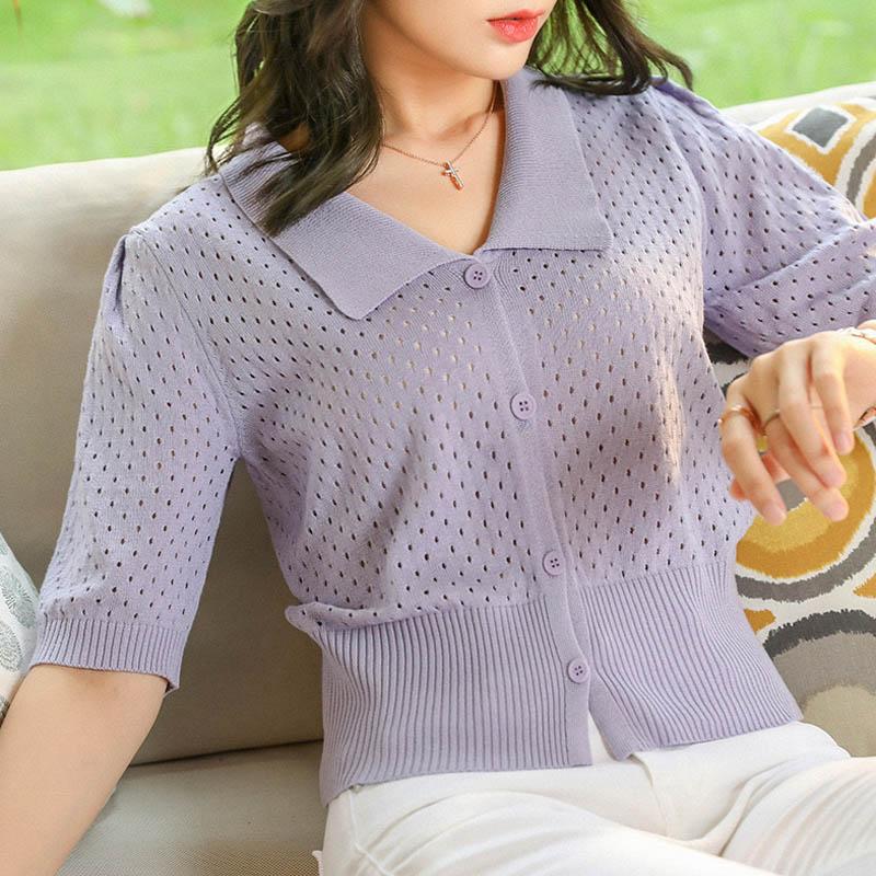 V-neck Half-Sleeve Sweater - Image 6