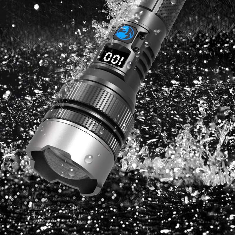 Waterproof Rechargeable Digital Display 2-in-1 Strong Light Flashlight - Image 11
