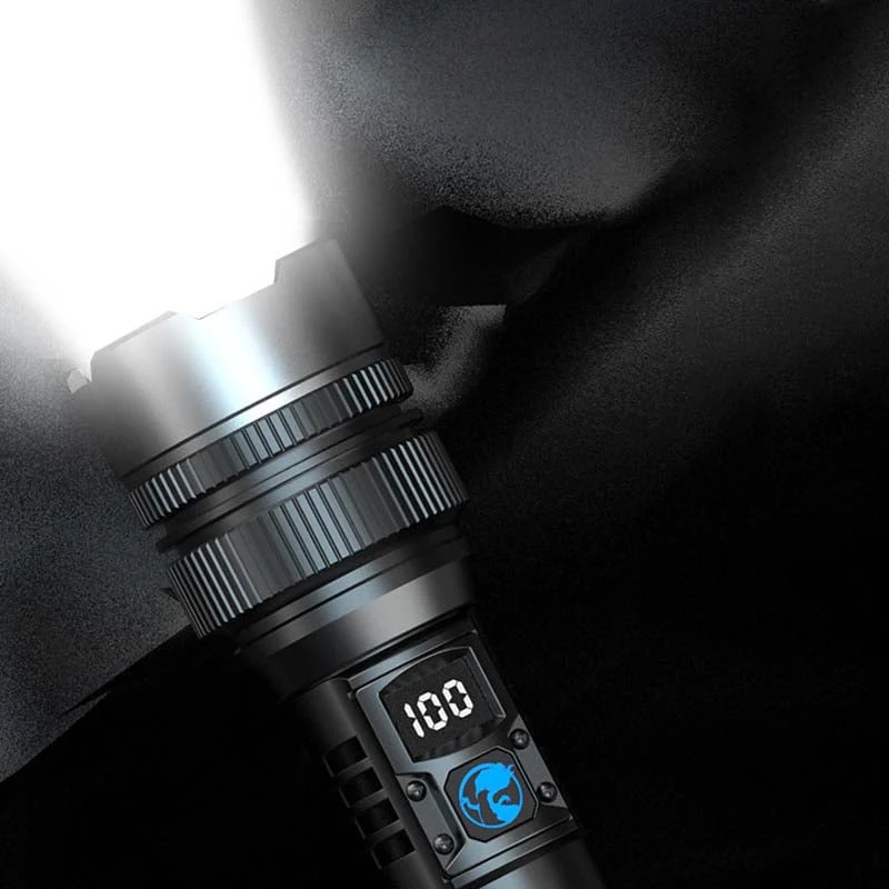 Waterproof Rechargeable Digital Display 2-in-1 Strong Light Flashlight - Image 12
