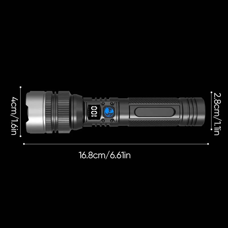 Waterproof Rechargeable Digital Display 2-in-1 Strong Light Flashlight - Image 15