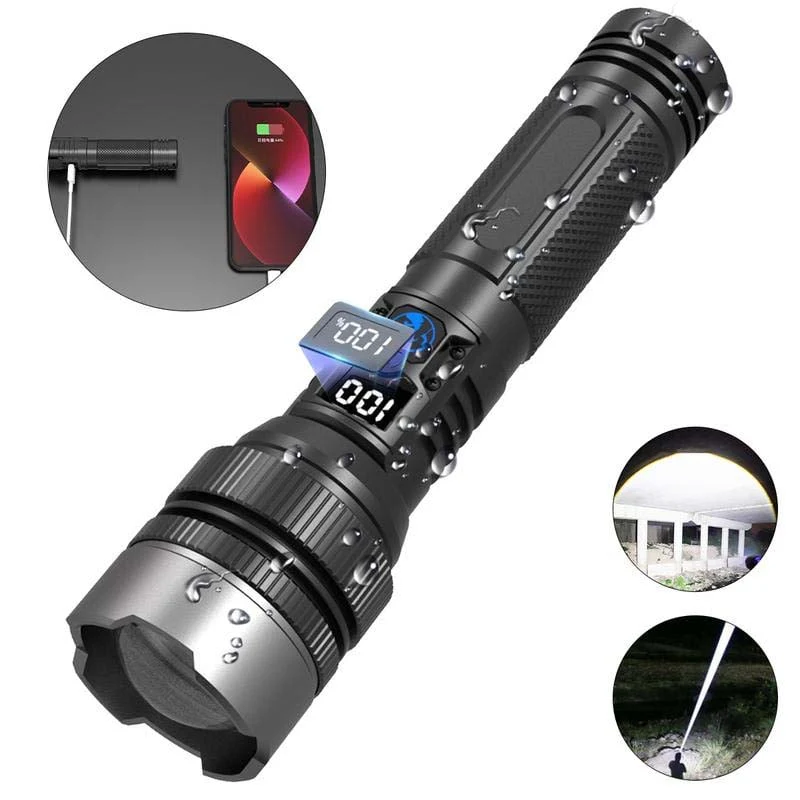 Waterproof Rechargeable Digital Display 2-in-1 Strong Light Flashlight - Image 16