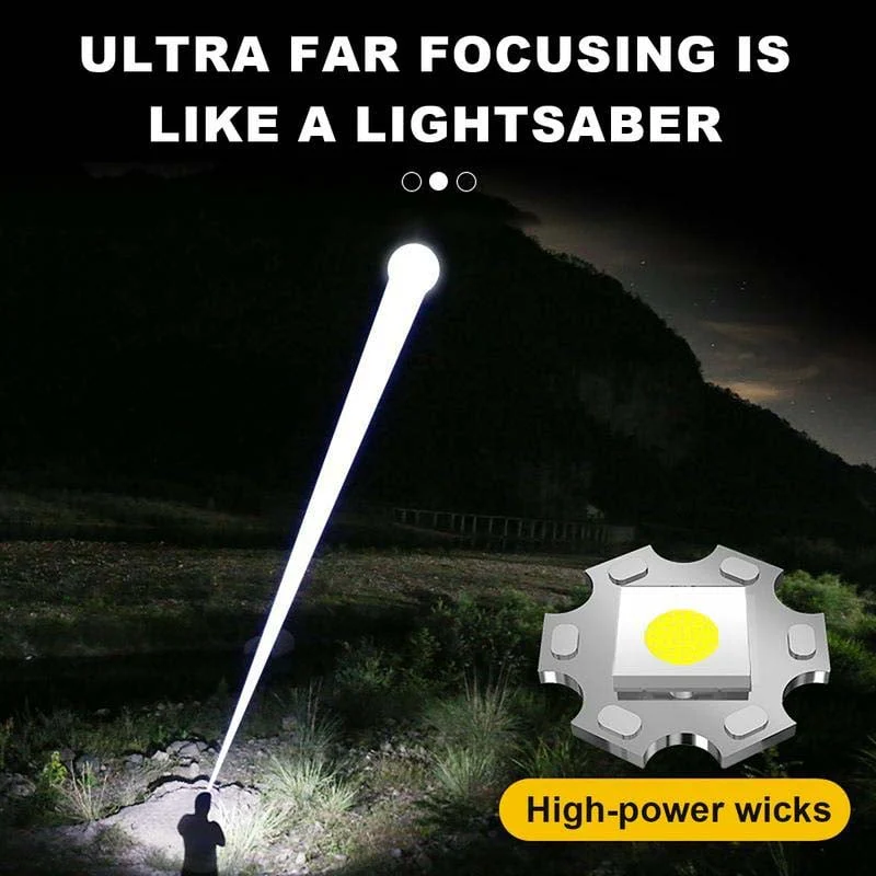 Waterproof Rechargeable Digital Display 2-in-1 Strong Light Flashlight - Image 4
